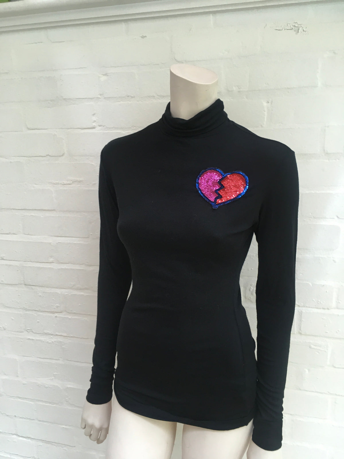 Yazbukey Sequins Broken Heart Long Sleeve Top Beautiful Ladies