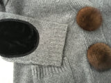Thor & Nema Cashmere Cropped Cardigan Mink Fur Trim Size S Small Ladies