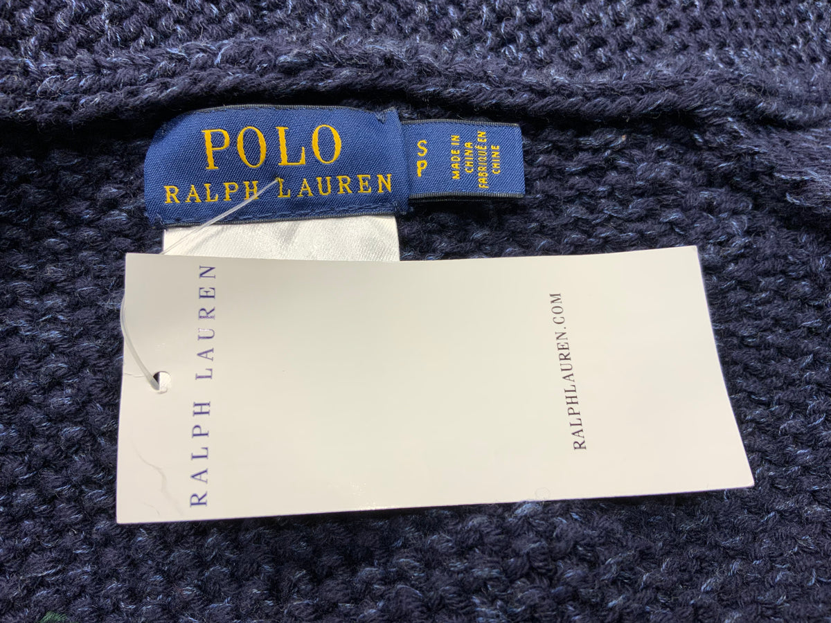 Polo Ralph Lauren Intarsia Knit Graphic Logo Cardigan Toggle Sweater Sz S small ladies