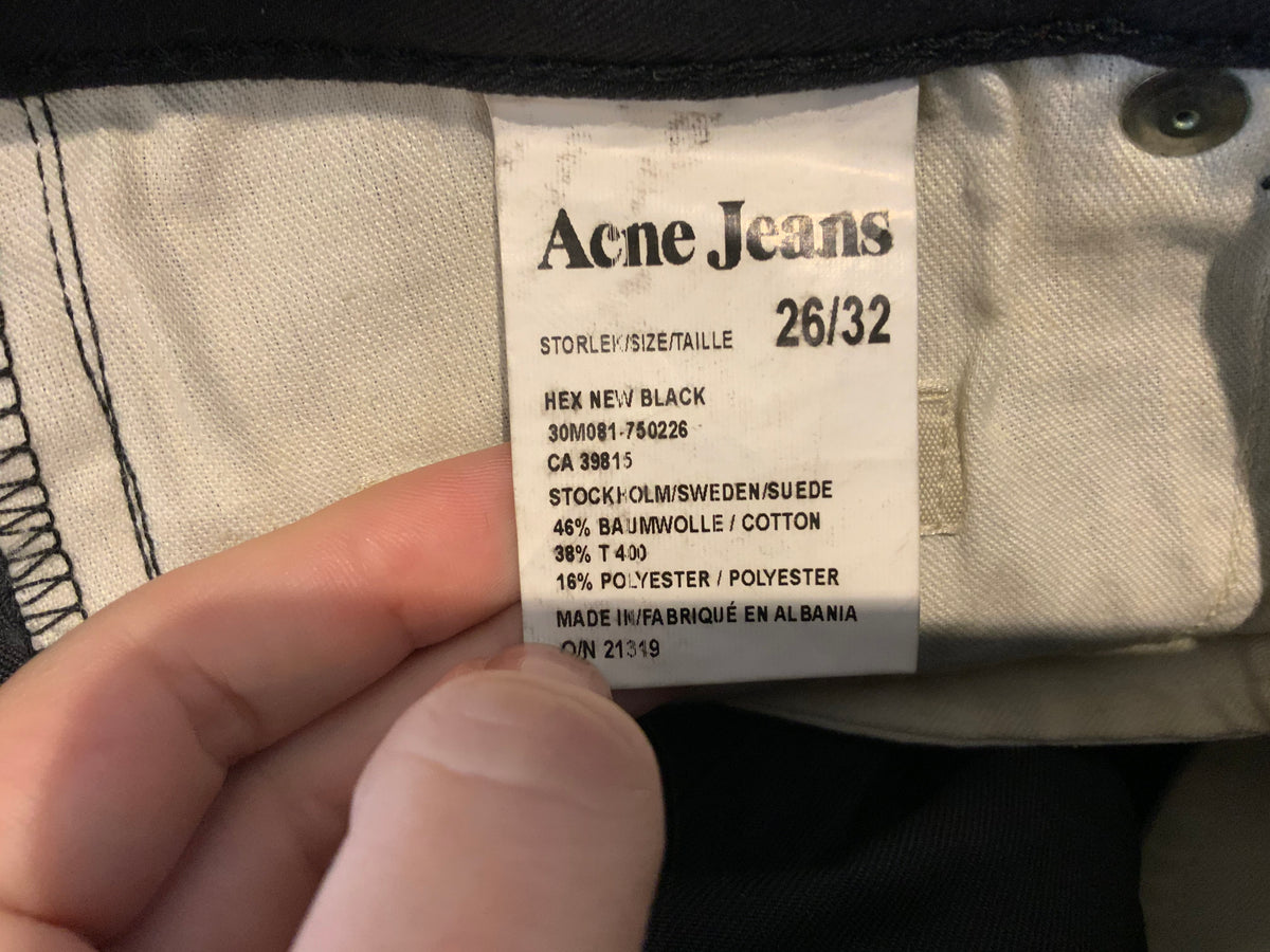 ACNE JEANS Black Hex Denim Skinny Jeans SIZE 26 / 32 ladies