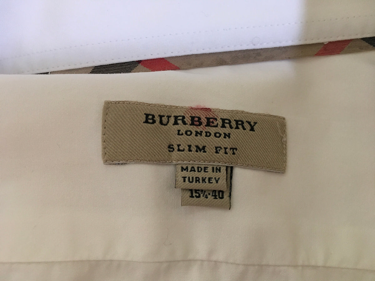 BURBERRY LONDON LONG SLEEVE BUTTON-UP WHITE SHIRT SIZE 15 3/4 40” Men