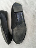 CHANEL LEATHER CAMELLIA FLATS SHOES SIZE 36 LADIES