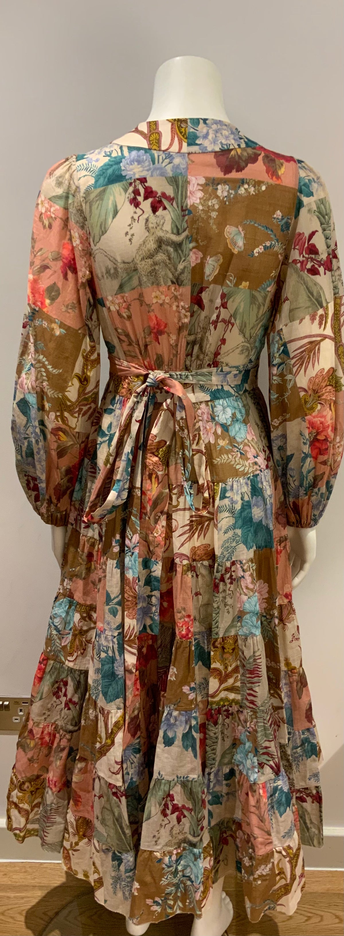 ZIMMERMANN Patchwork Cassia Midi Wrap Dress Size 1 S small