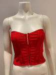 Pretty Little Thing DUSTY RED BANDAGE HOOK AND EYE CORSET Size UK 8 US 4 S small ladies