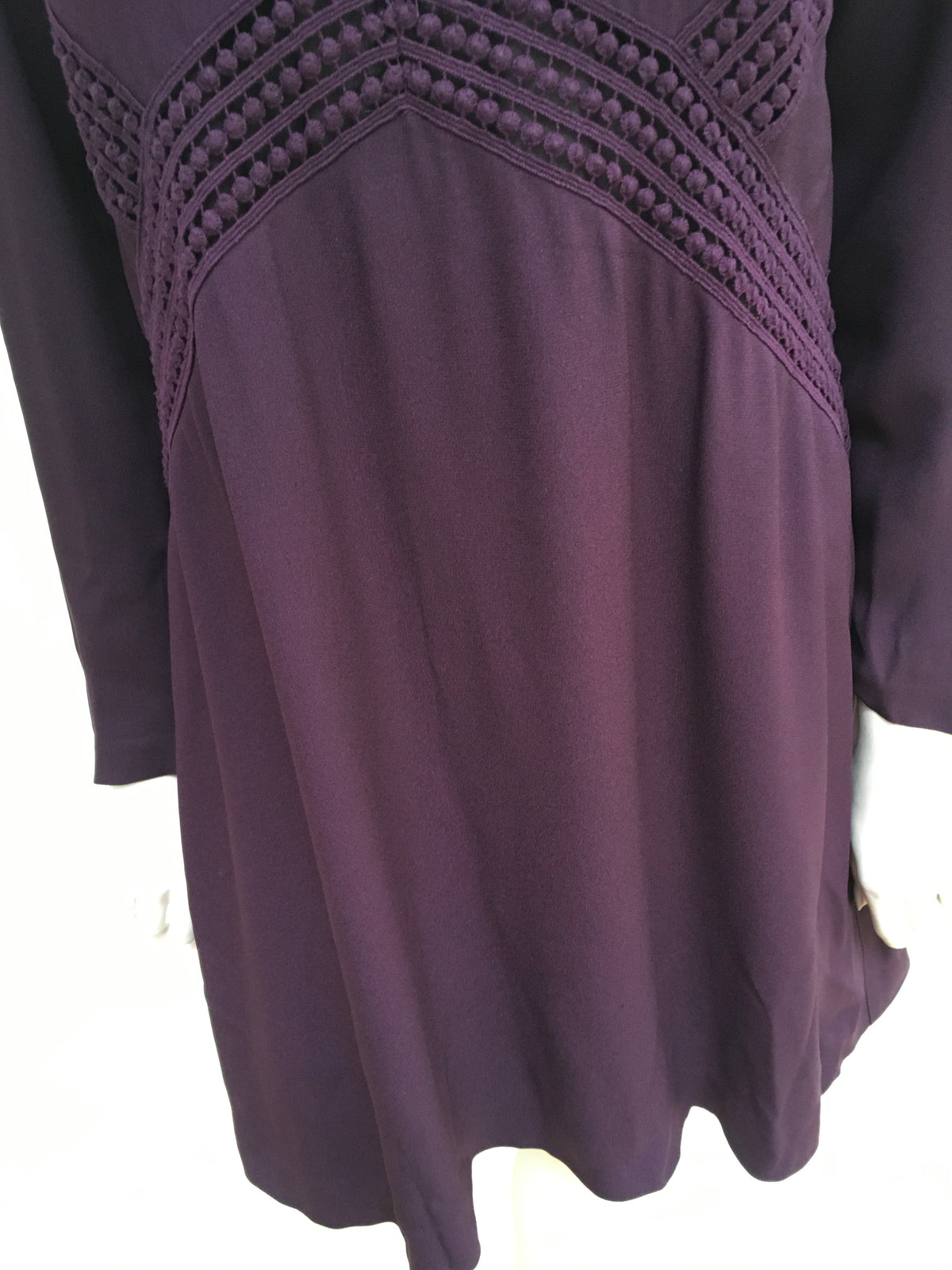 Womens Plum Lace Insert Mini Dress Size UK 12 US 8 ladies