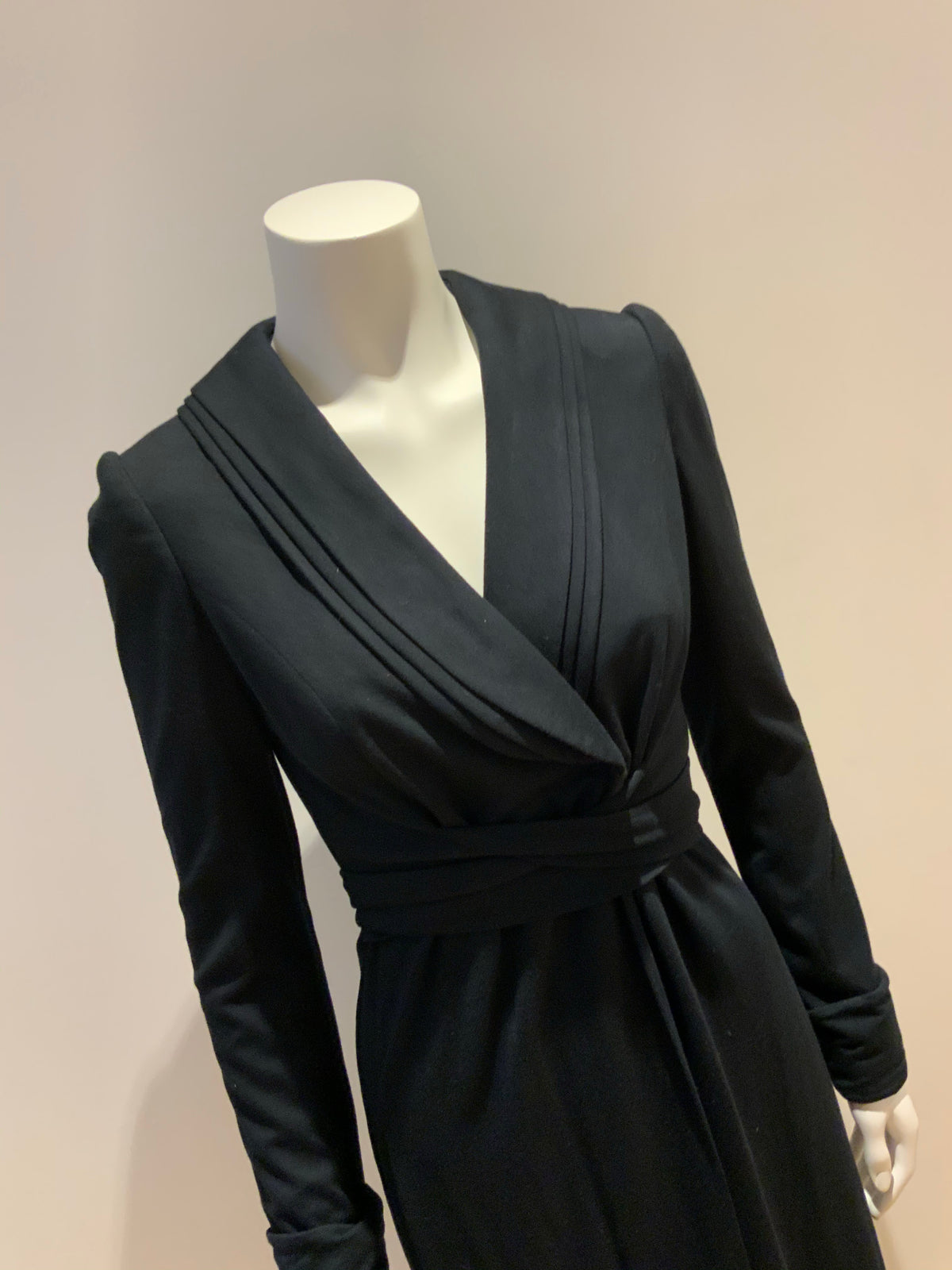 JASMINE DI MILO BLACK WOOL LONG COAT DRESS SIZE S SMALL ladies