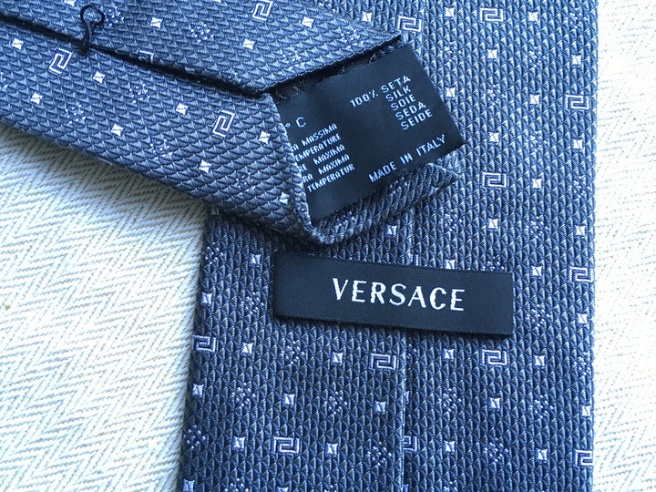 VERSACE COLLECTION  Grey Silk Print Tie 100% AUTHENTIC MADE IN ITALY Men