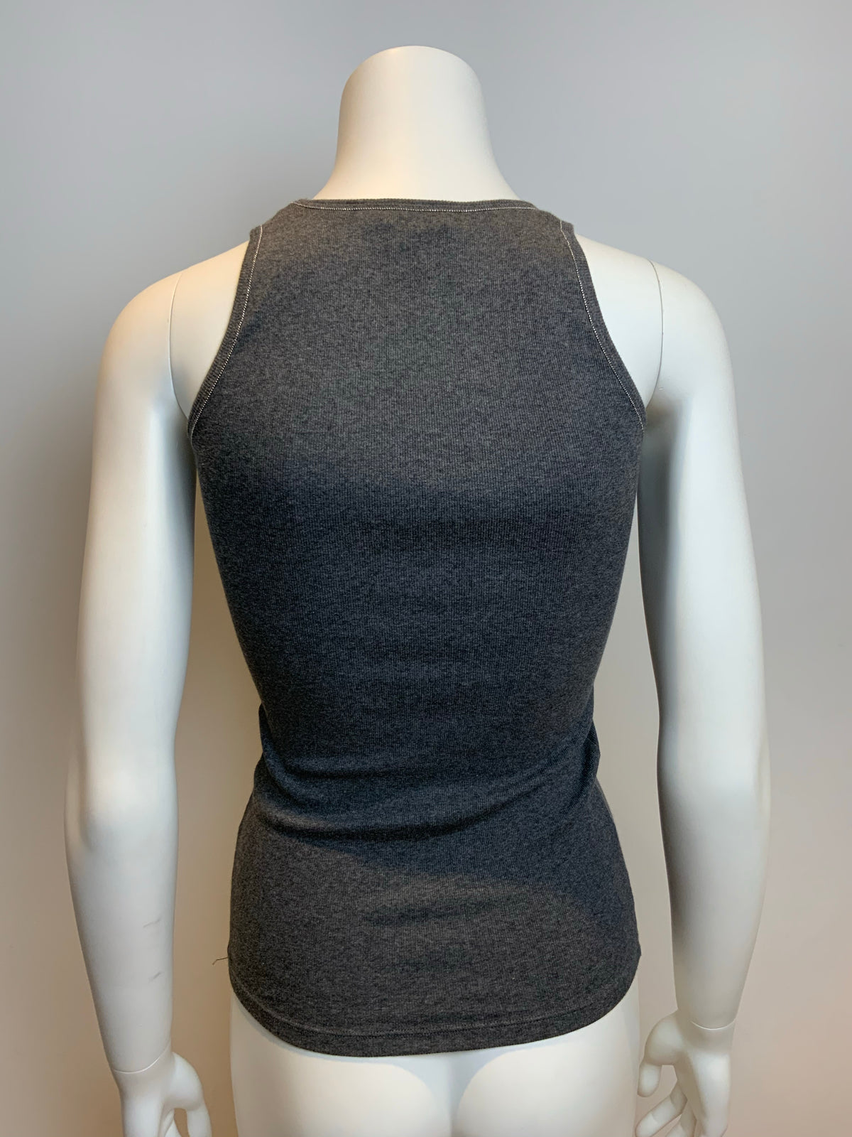 Brunello Cucinelli Women's Gray Monilli Trim Ribbed Tank Top Size XS / S   ladies