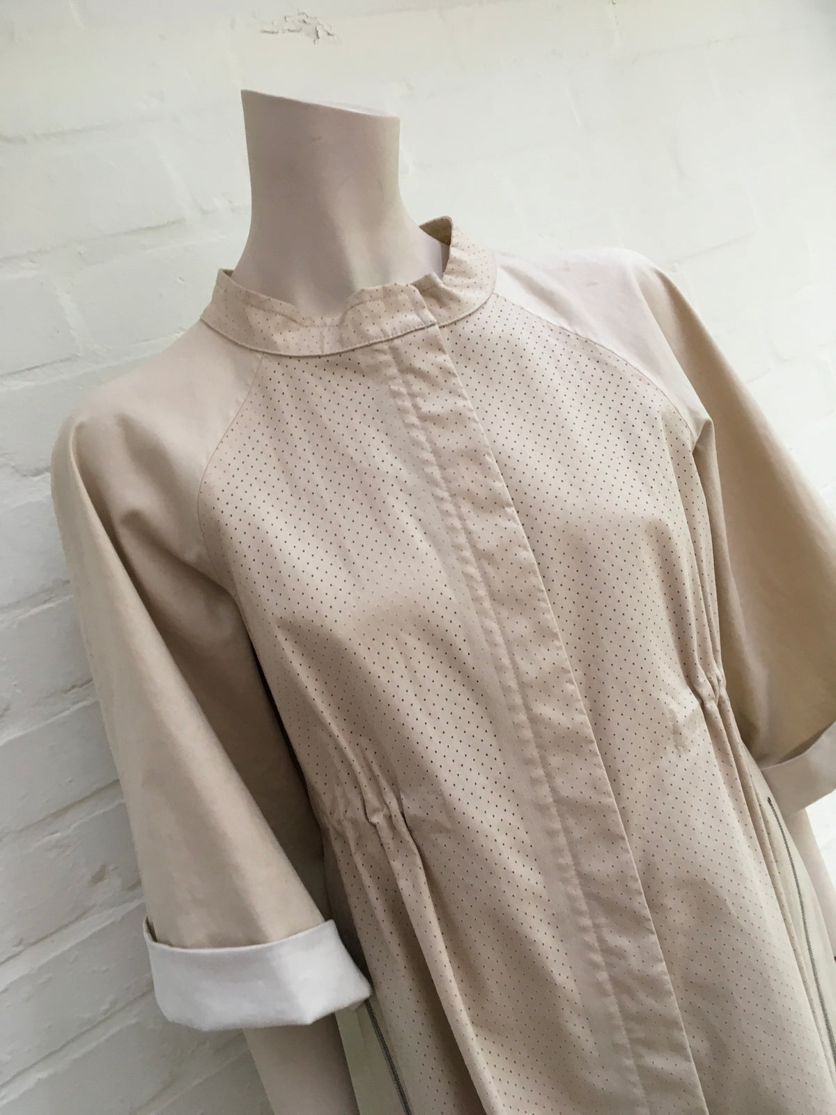 JIL SANDER NAVY Oversized beige Trench Coat SIZE 32 US 0 UK 4 XXS Ladies