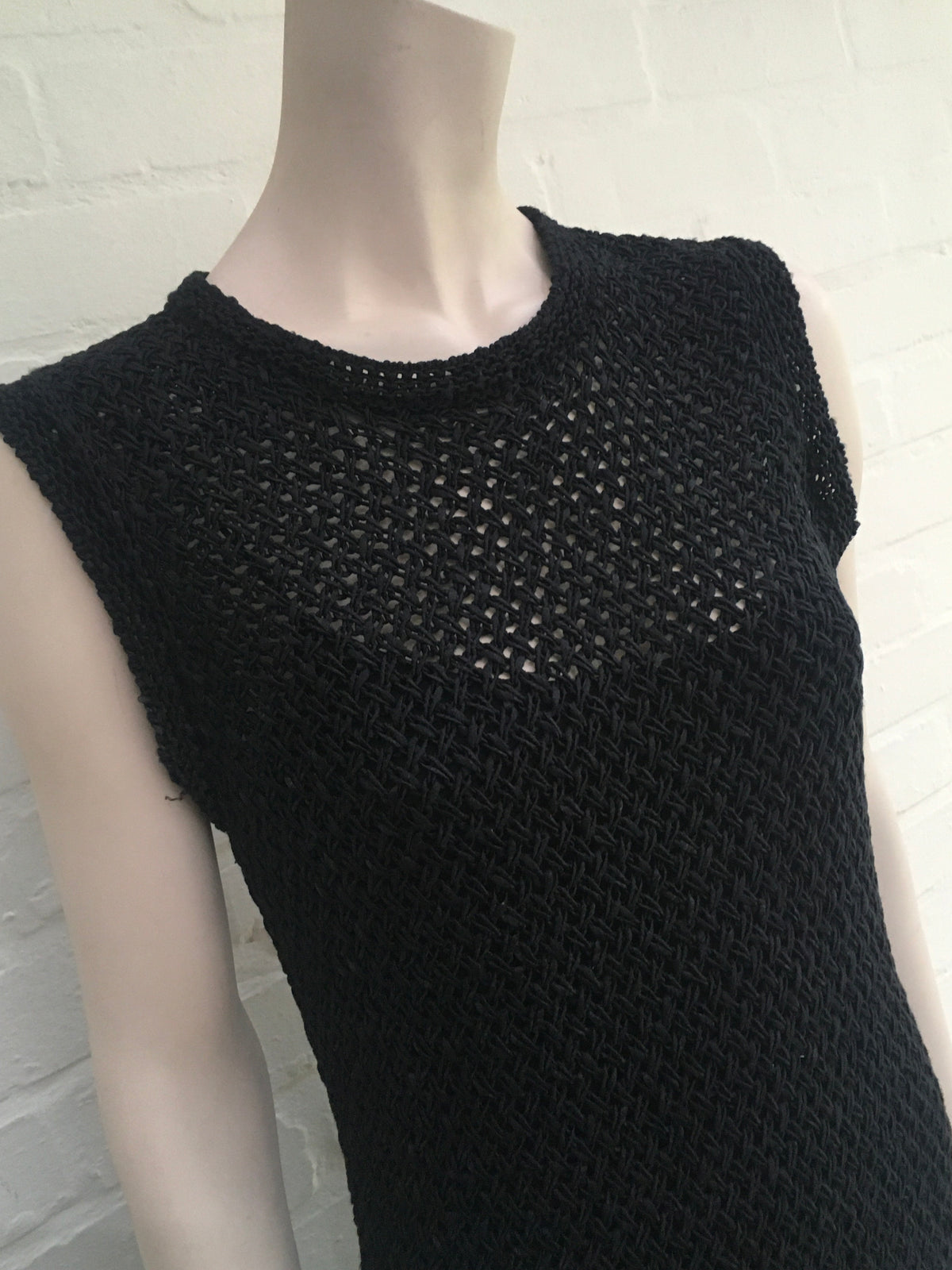 Chanel Black Cotton Crochet Knit Dress SZ F 40 UK 12 US 8 RARE ladies