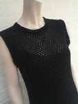Chanel Black Cotton Crochet Knit Dress SZ F 40 UK 12 US 8 RARE ladies