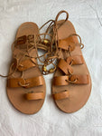 Ancient Greek Sandals Leather Gladiator Sandals Flats Shoes Size 35 UK 2 US 5 ladies
