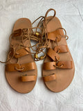 Ancient Greek Sandals Leather Gladiator Sandals Flats Shoes Size 35 UK 2 US 5 ladies
