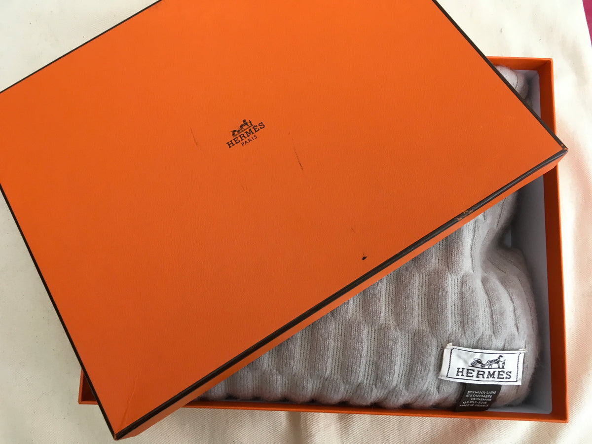 Hermès HERMES Wool Cashmere Silk Knit Shawl Scarf large Unisexe MEN