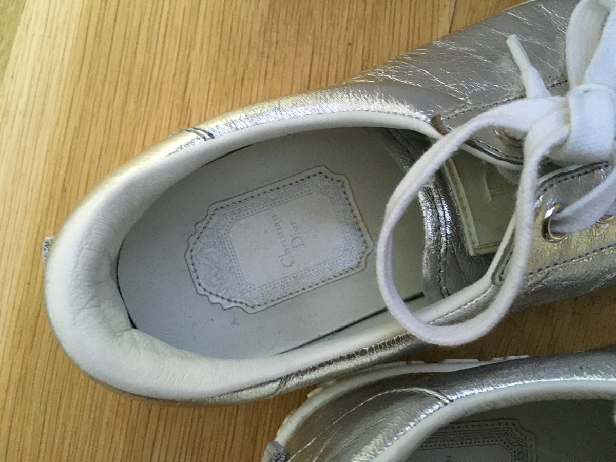 CHRISTIAN DIOR Silver Move Low-Top Sneakers Trainers Shoes Size 36  ladies