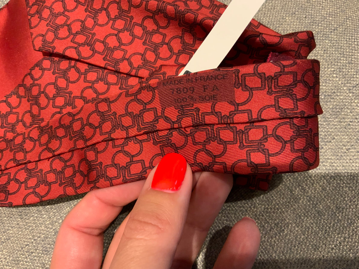 Hermès HERMES Paris Tie Red Equestrian Silk Tie 7809 FA Made in France men