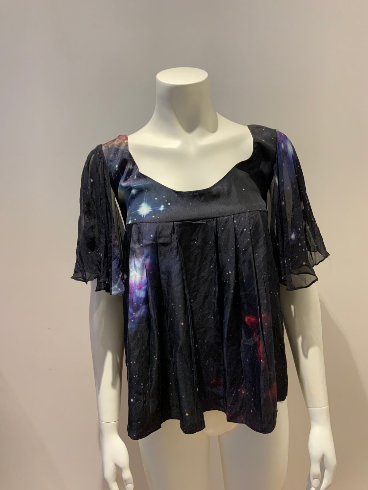 Tina Kalivas Women's Silk Universe Blouse Top Size 8 S small ladies