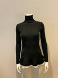 ALEXANDER MCQUEEN MCQ Peplum Black Wool Blend Knit Turtleneck Sweater Size S ladies