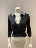 MOST WANTED PRADA  THIN KNIT CROPPED SWEATER JUMPER CASHMERE & SILK SIZE 42 ladies