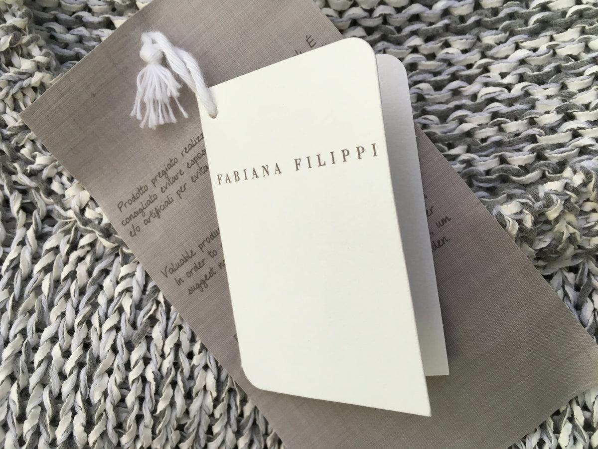 FABIANA FILIPPI Grey Knit Sweater Jumper Feathers Trim Size I 38 UK 6 US 2 XS ladies