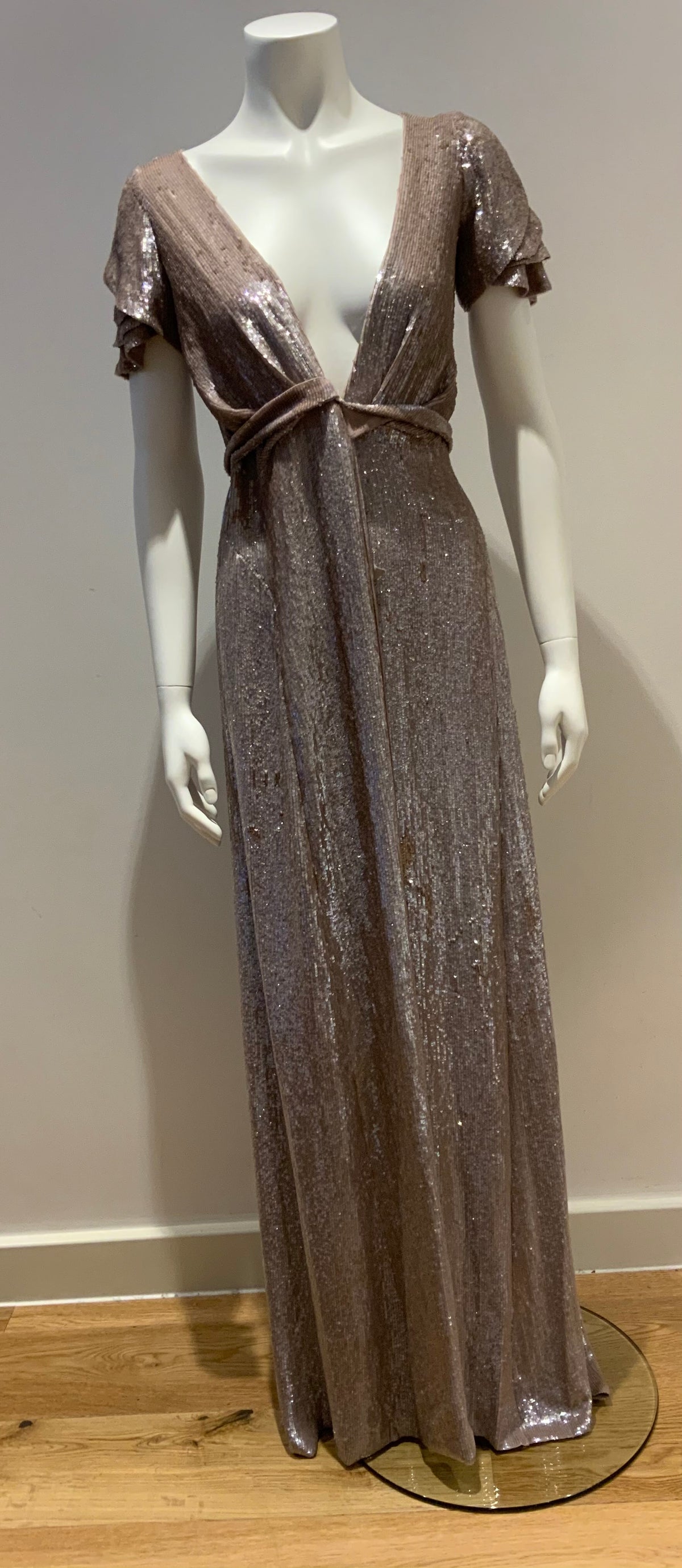 JASMINE DI MILO RUNAWAY COUTURE SEQUINS PURPLE DRESS GOWN SMALL ladies