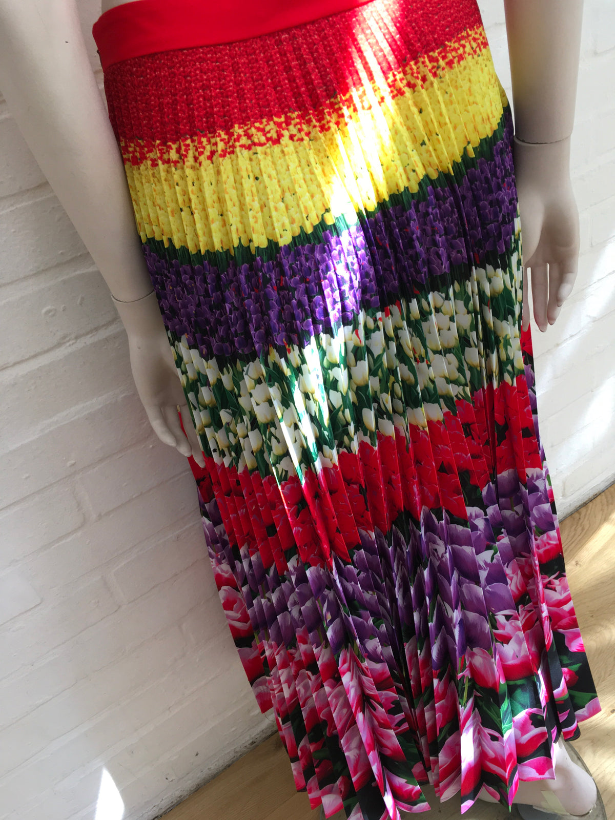 MARY KATRANTZOU Uni Pleated Floral-Print Crepe De Chine Midi Skirt 2019  Ladies
