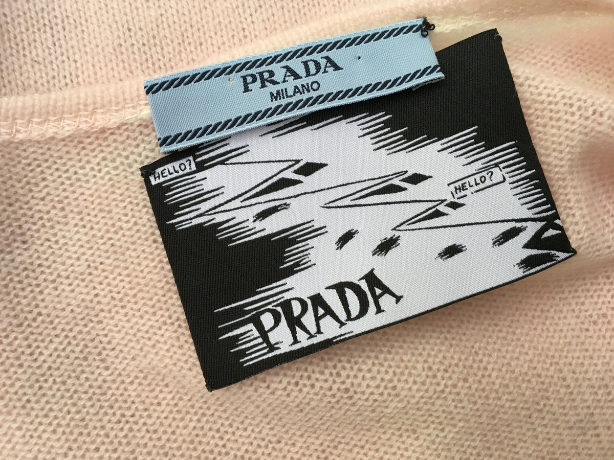Prada Intarsia cashmere manga comic books cardigan I 42 UK 10 US 6 LADIES