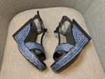 STUART WEITZMAN Colorblock Pattern Espadrilles Wedges Sandals 40.5 UK 7.5 US10.5 ladies