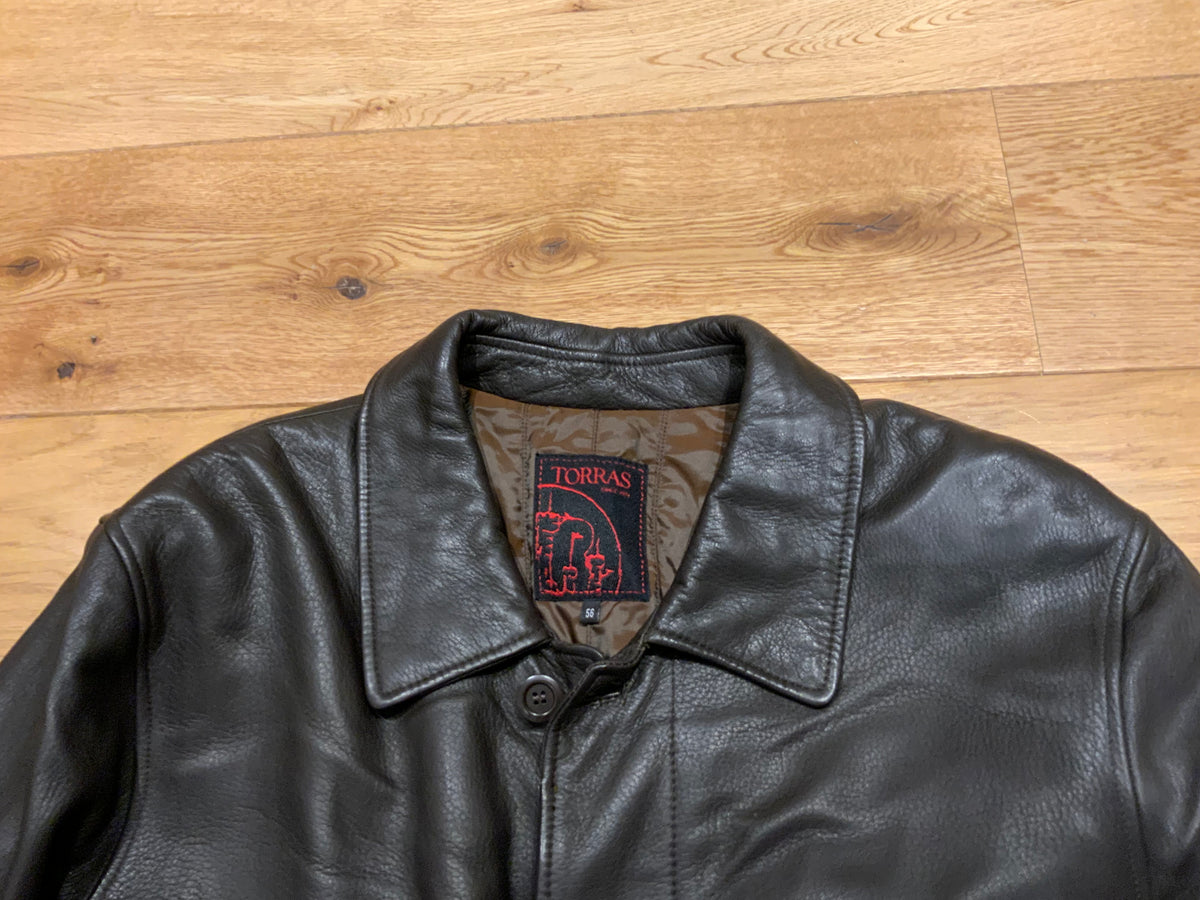 TORRAS Mens Brown Leather Jacket Coat Size 56 men