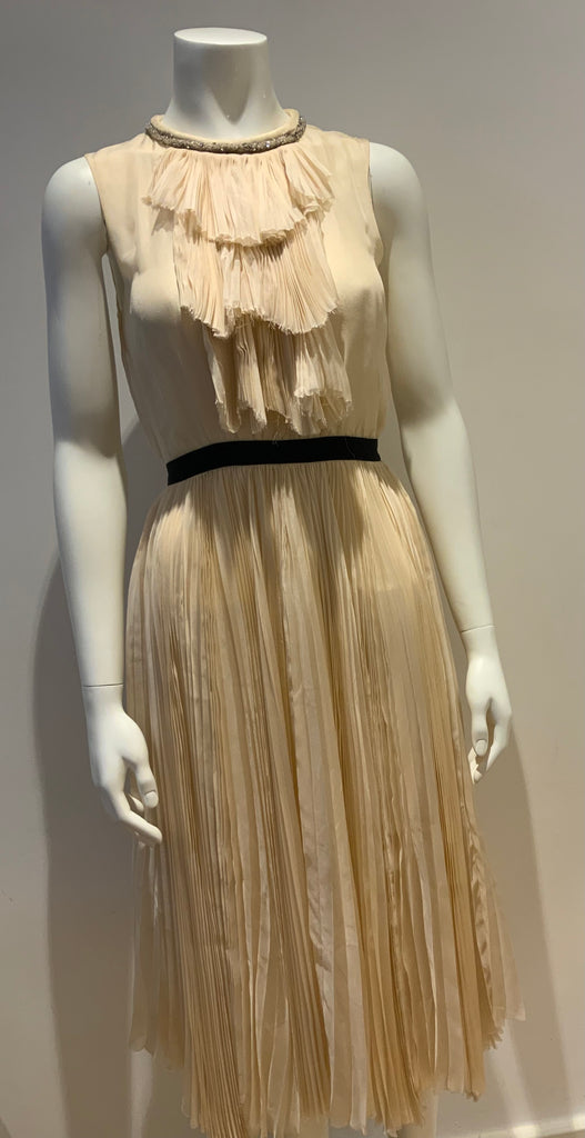 JILL STUART Ivory Pleated Silk Evening Dress Size US 2 UK 4 XS Most Be Afashionistastore JILL STUART Ivory Pleated Silk Evening Dress Size US 2 UK 4 XS Most Be Afashionistastore