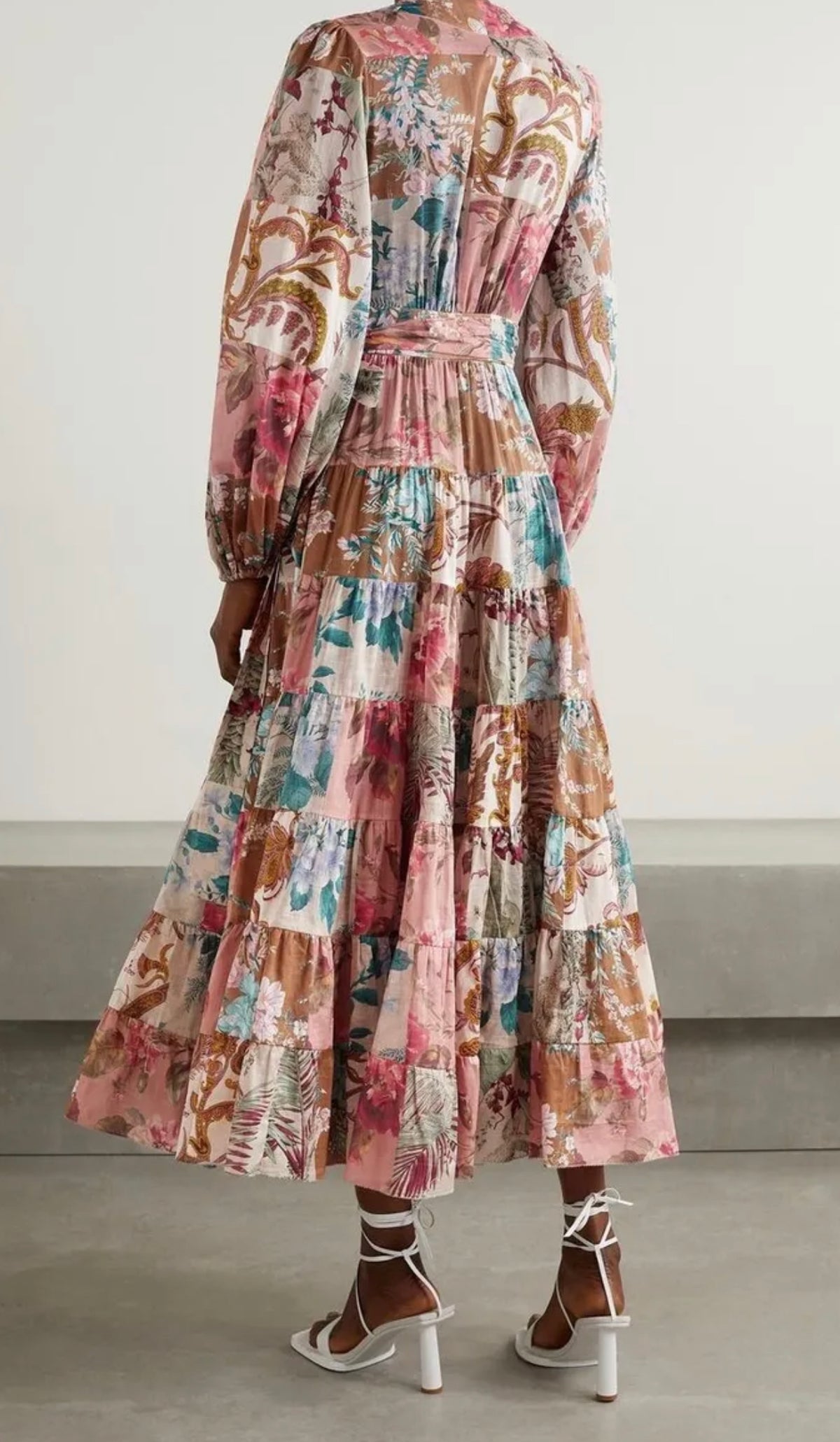 ZIMMERMANN Patchwork Cassia Midi Wrap Dress Size 1 S small