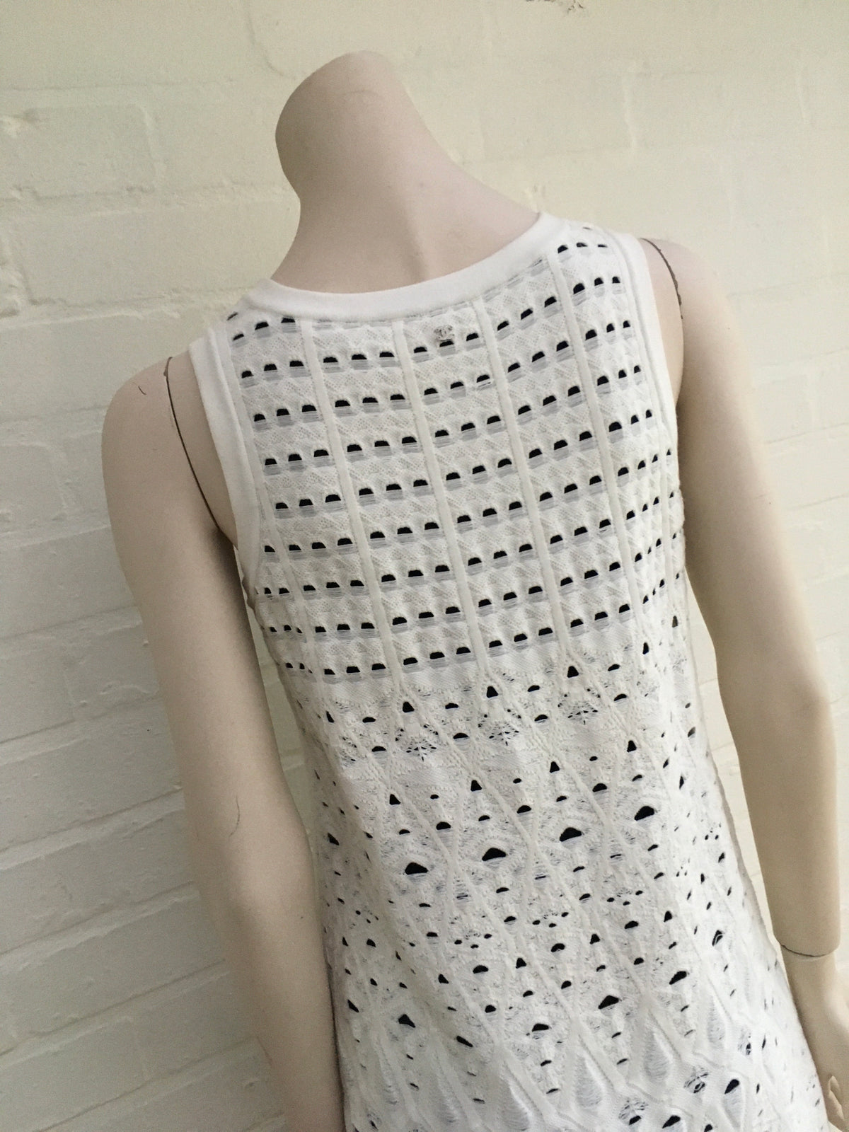 Chanel Black Cotton Crochet Knit Dress SZ F 40 UK 12 US 8 RARE ladies