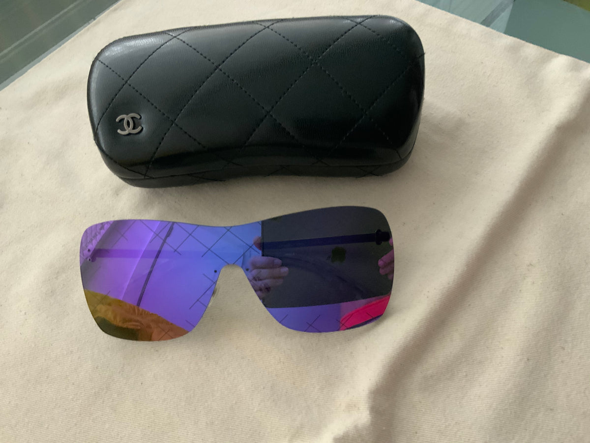 Chanel Shield Runway Sunglasses 4215 Silver Purple ladies