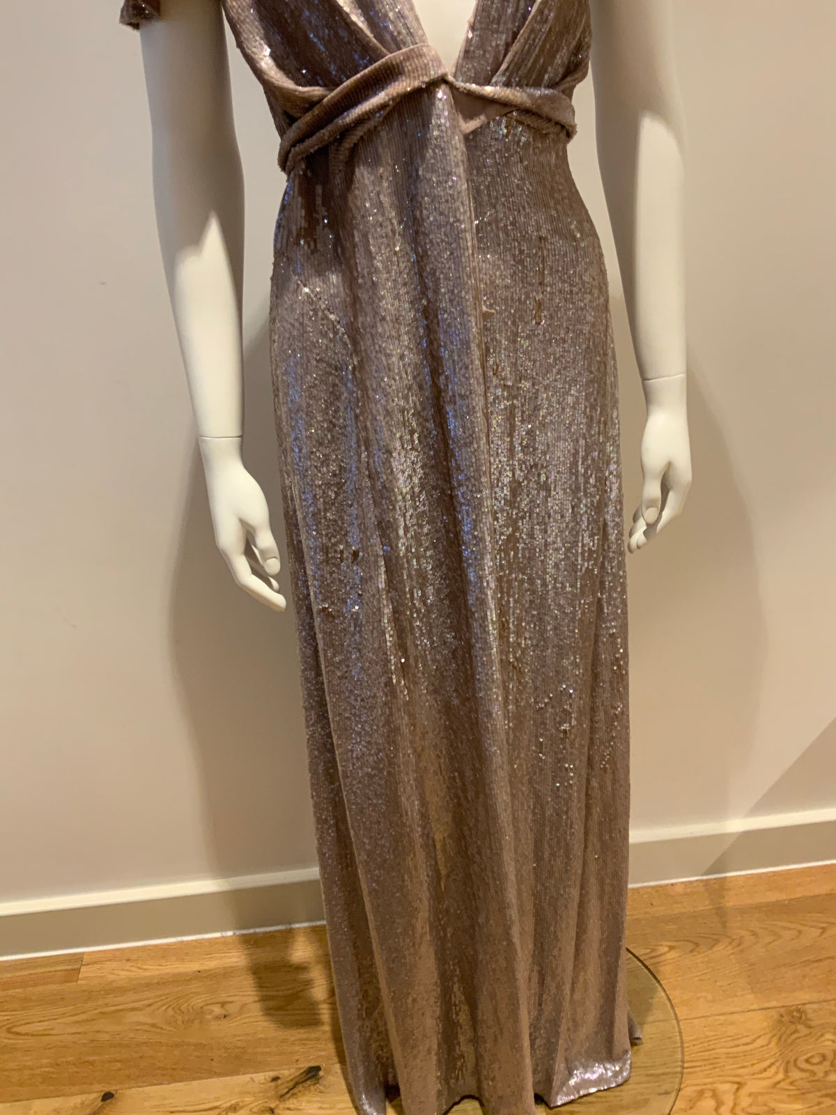 JASMINE DI MILO RUNAWAY COUTURE SEQUINS PURPLE DRESS GOWN SMALL ladies