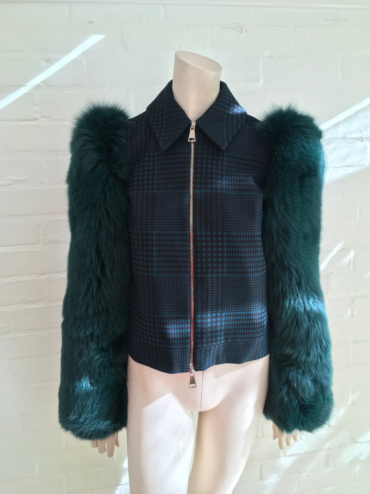 MARY KATRANTZOU Lodger saga fox fur sleeve tulle and wool jacket  Ladies