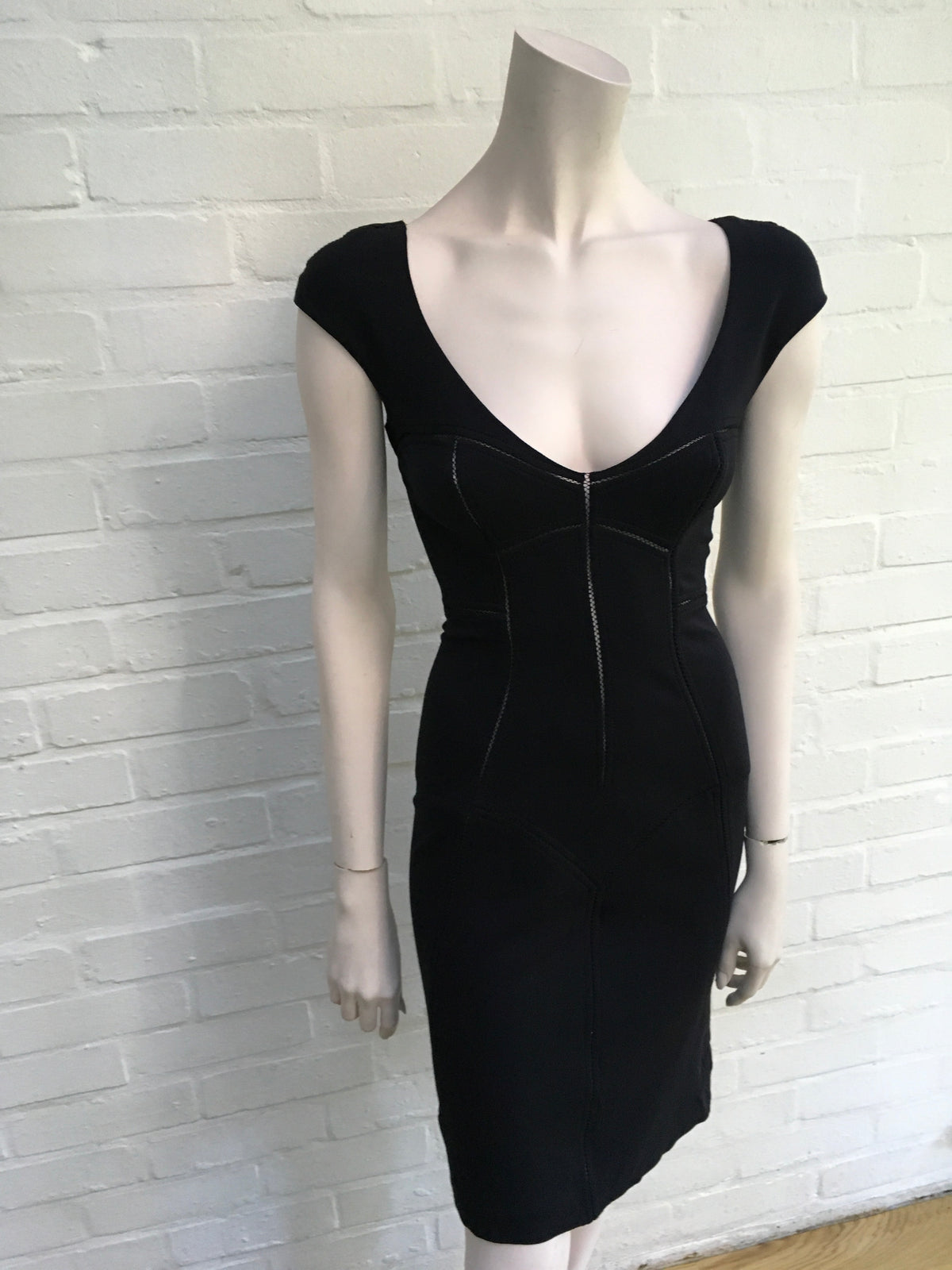 Dolce & Gabbana D&G Black Bodycon Stretch LBD Little Black Dress Ladies
