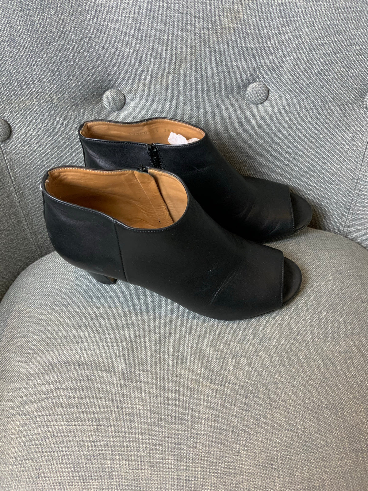 Maison Martin Margiela peep toe leather ankle boots 38 1/2 US 8.5 UK 5.5 ladies