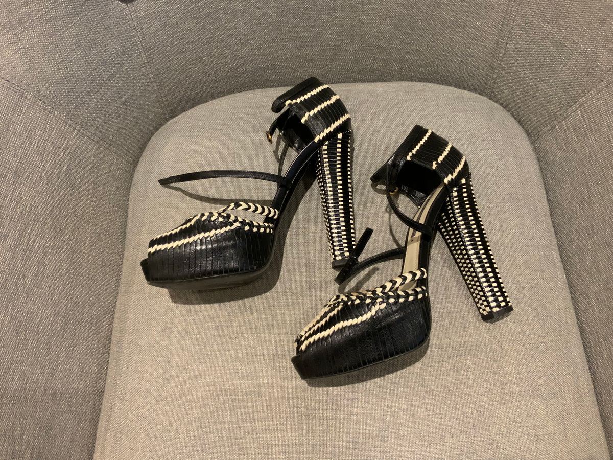 Ralph Lauren Collection Katrin Straw & Calfskin Sandal Size US 9B UK 6 EU 39 ladies