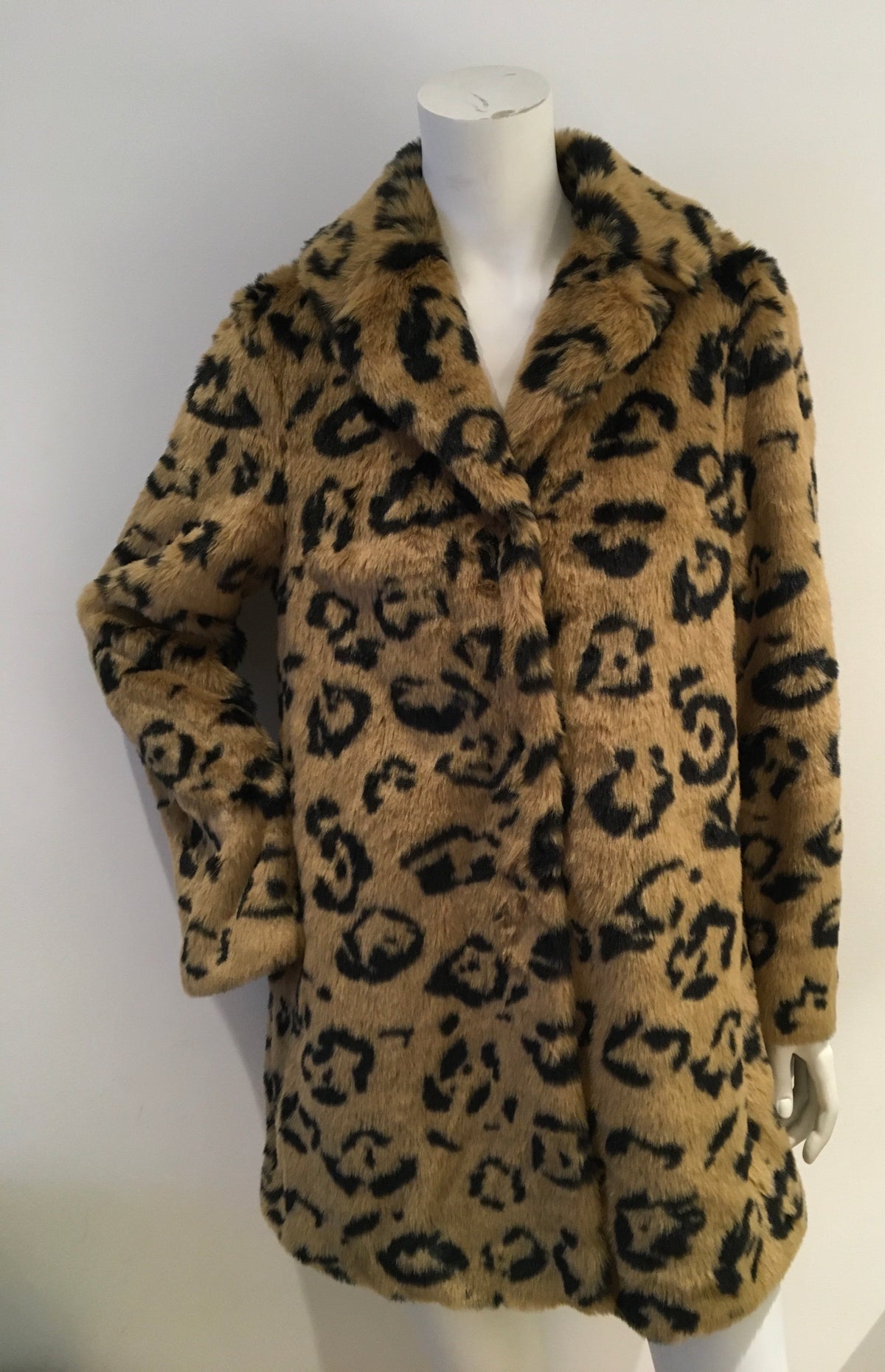 Essentiel Antwerp Leopard Print Faux Fur Coat 38 US 6 UK 10 ladies