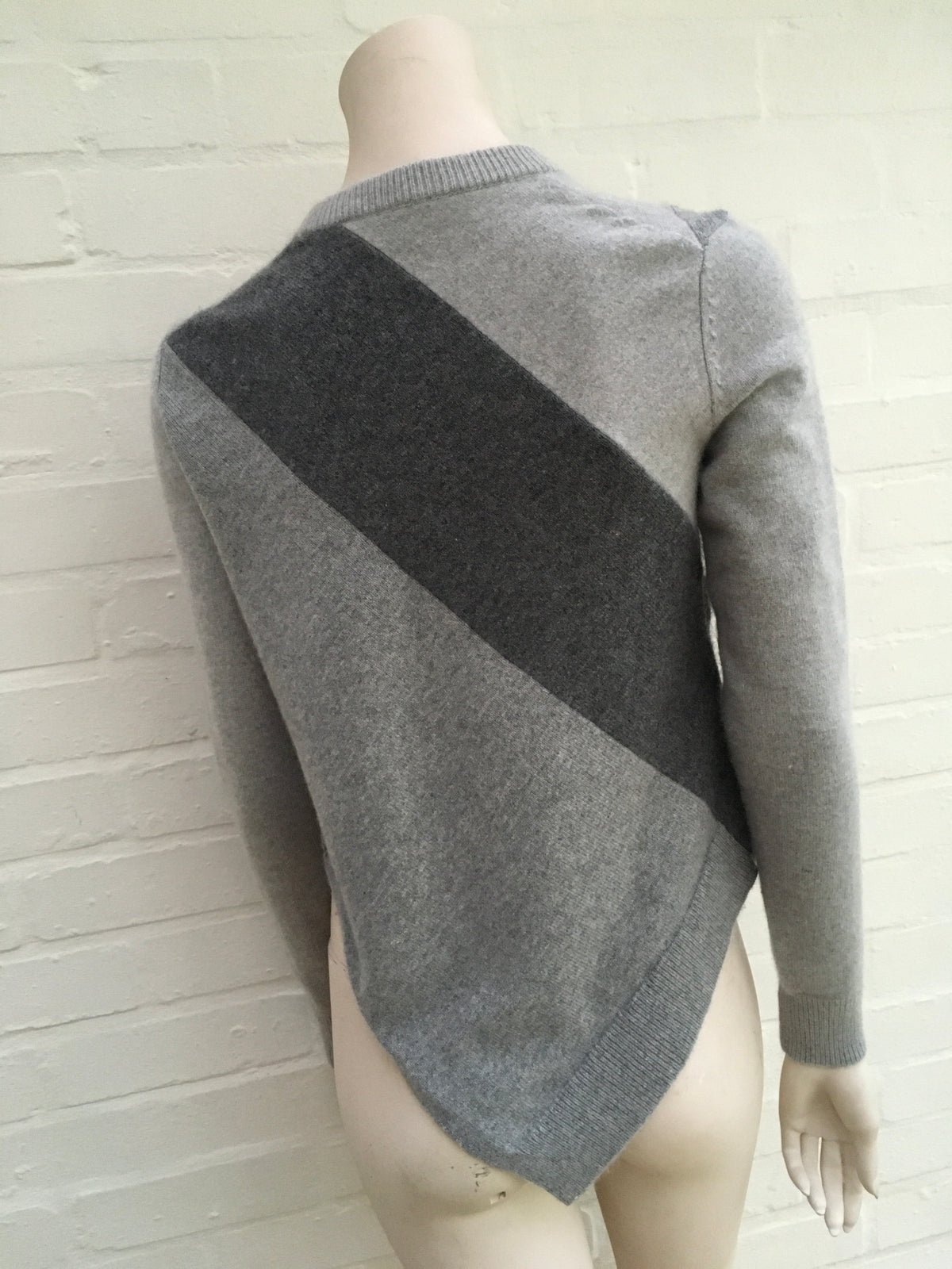 PROENZA SCHOULER Asymmetric Paneled Wool And Cashmere-blend Sweater In Grey Sz S Ladies