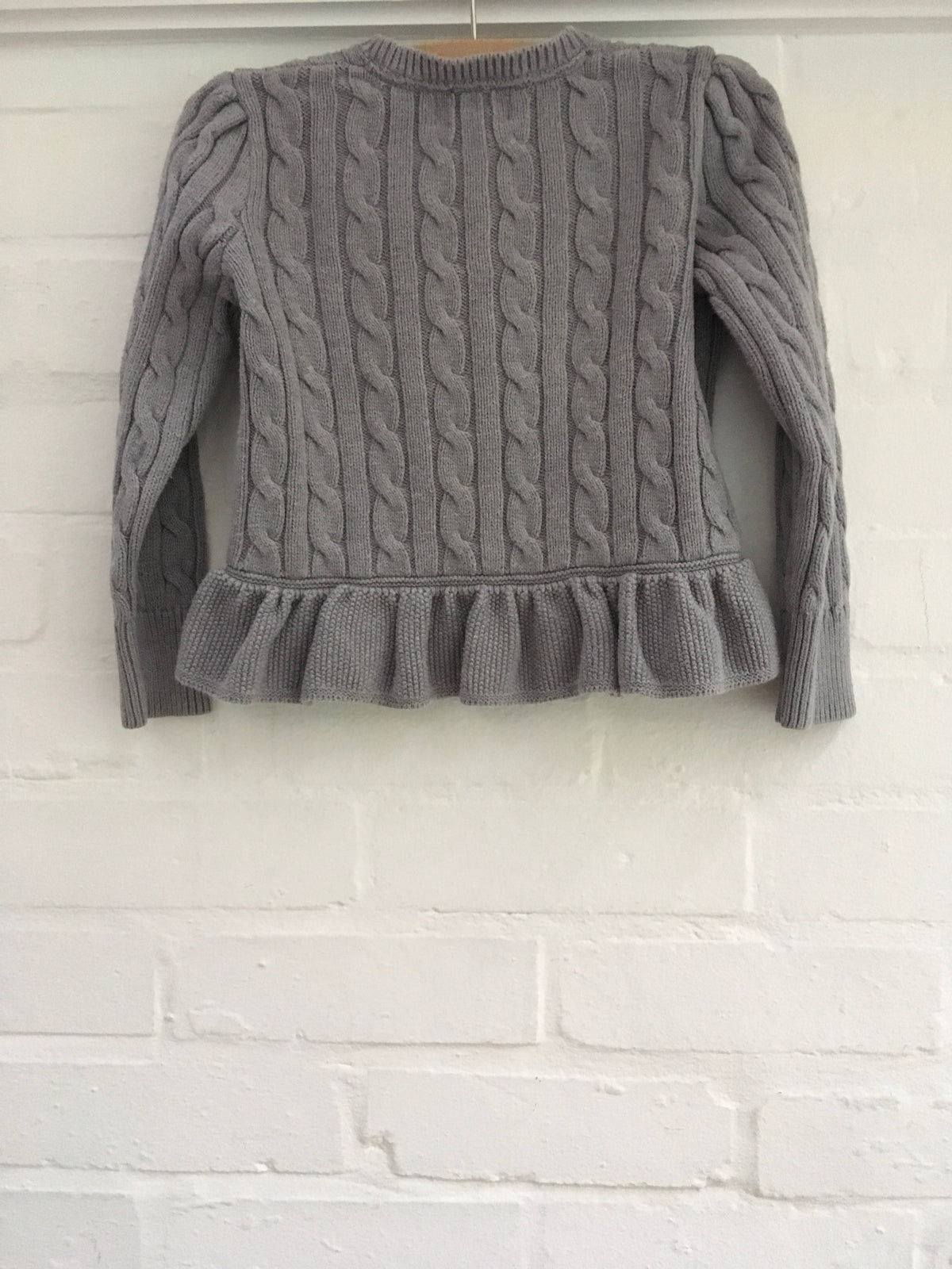 RALPH LAUREN Polo Girls' Ruffled Rib Knit Cardigan Cable Sweater Jumper 4 years Children