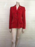 RALPH LAUREN Womens Red Suede Leather Fitted Blazer Jacket Ladies