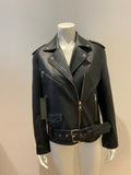 KARL LAGERFELD LEATHER BIKER JACKET SIZE I 44 F 40 lade