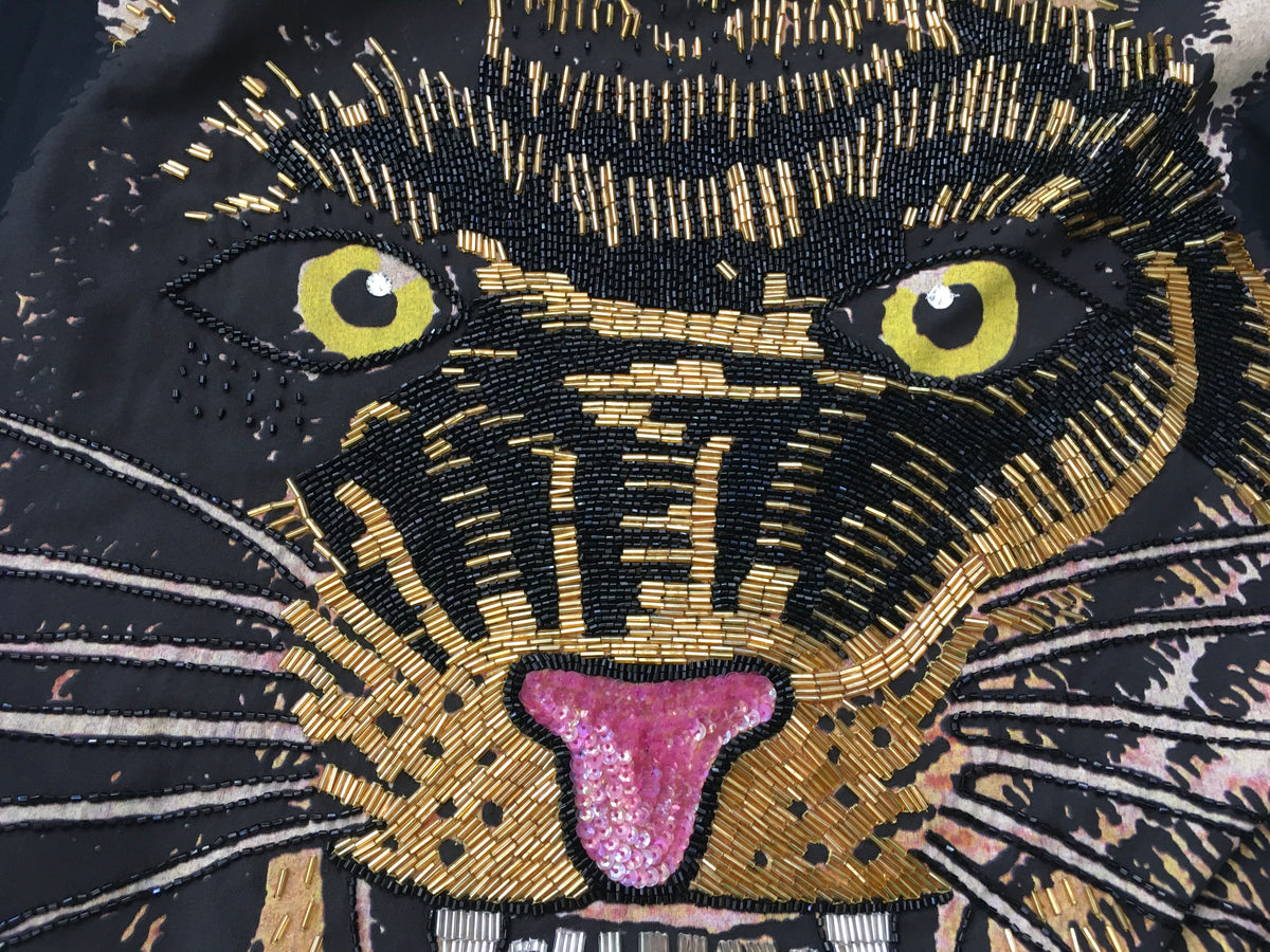 Gucci 2020 Oversized T-shirt with feline print Sequins Embellished Size XS ladies