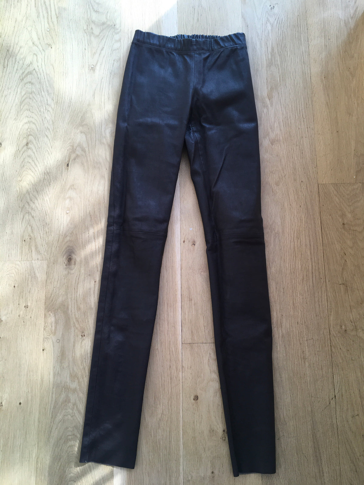 JOSEPH Choco Brown Stretch Leather Legging Pants Trousers Size F 38 ladies