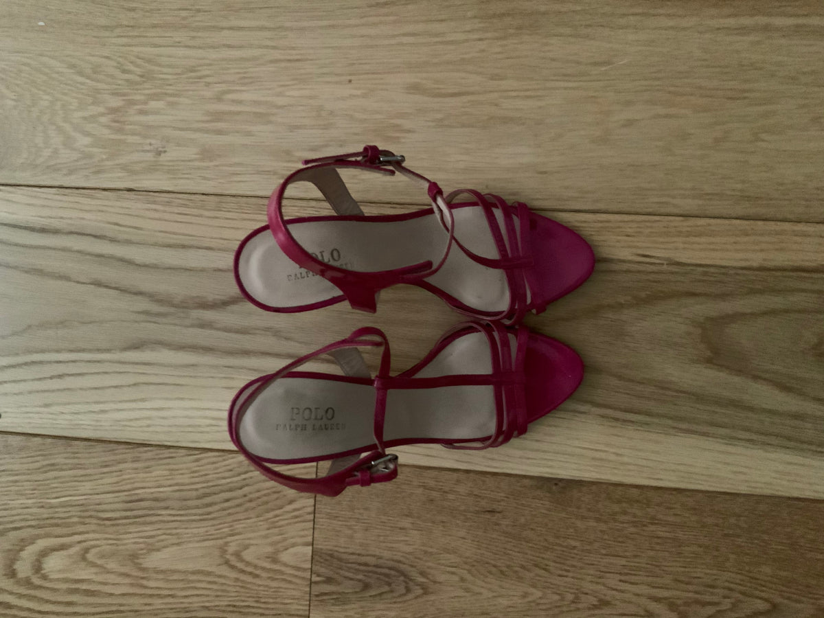 Ralph Lauren Polo Fuchsia Patent Leather Sandals Size 39 1/2 UK 6.5 US 9.5 ladies