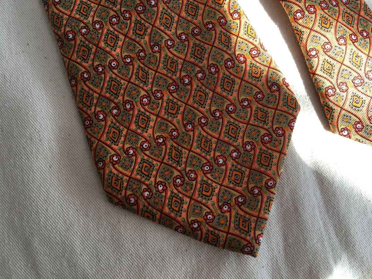 Hermès HERMES Paris Silk Yellow Print Tie 7586 SA 100% AUTHENTIC Men