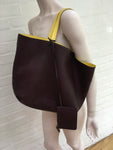 JIL SANDER Women’s Large Leather Reversible Yellow Burgundy Shopper Tote Bag Ladies