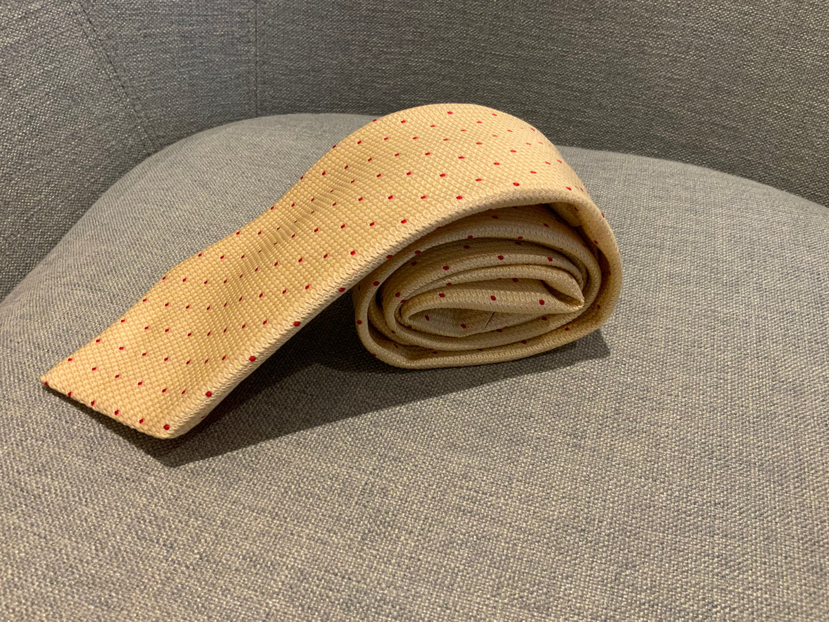 TURNBULL & ASSER Mens Yellow Jacquard Polka Dots Tie Handmade men
