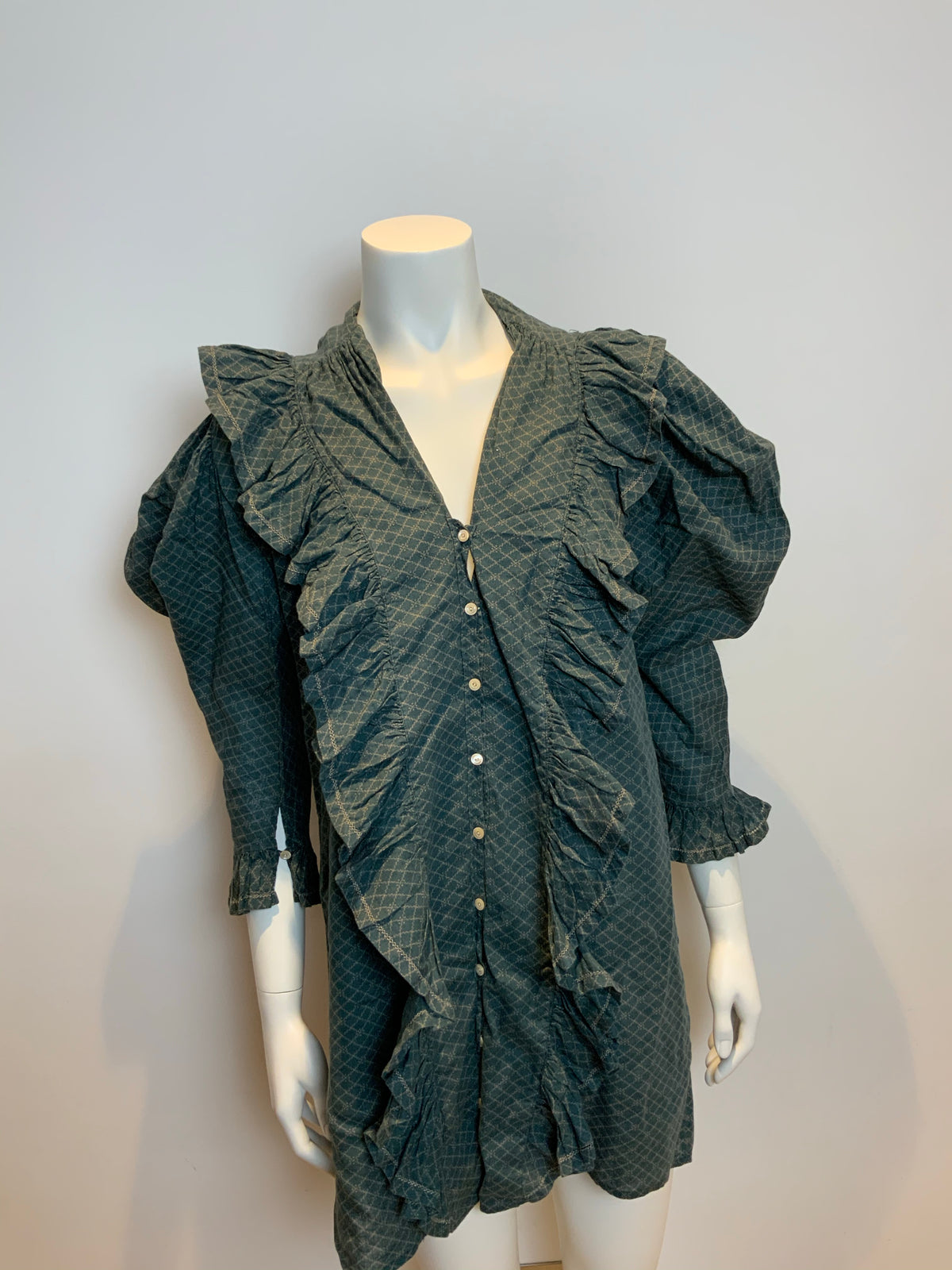 RALPH LAUREN RR Double R Ruffle Mini Linen & Cotton Dress Size US 2 UK 6 XS ladies